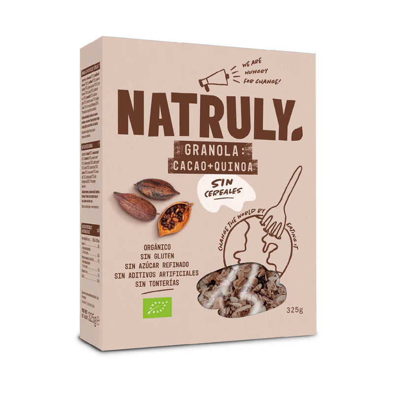 Natruly granola be grūdų, kakavos skonio, be pridėtinio cukraus, be gliuteno, 325 g