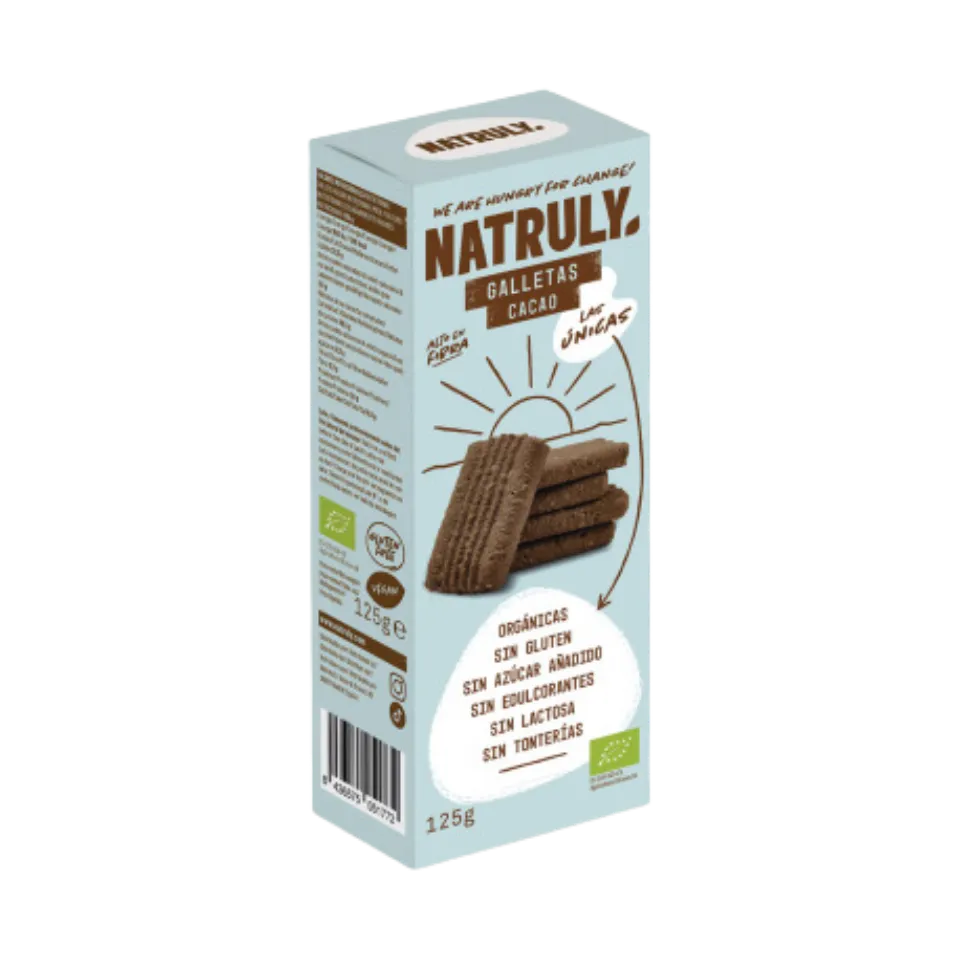 Natruly ekologiški kakaviniai sausainiai, be pridėtinio cukraus, be gliuteno, 125 g