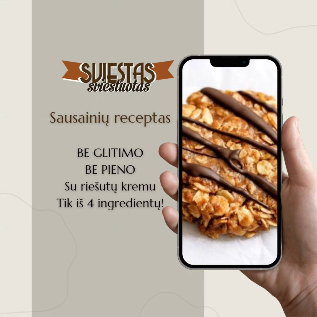 Avižų sausainiai be gliuteno ir  be pieno