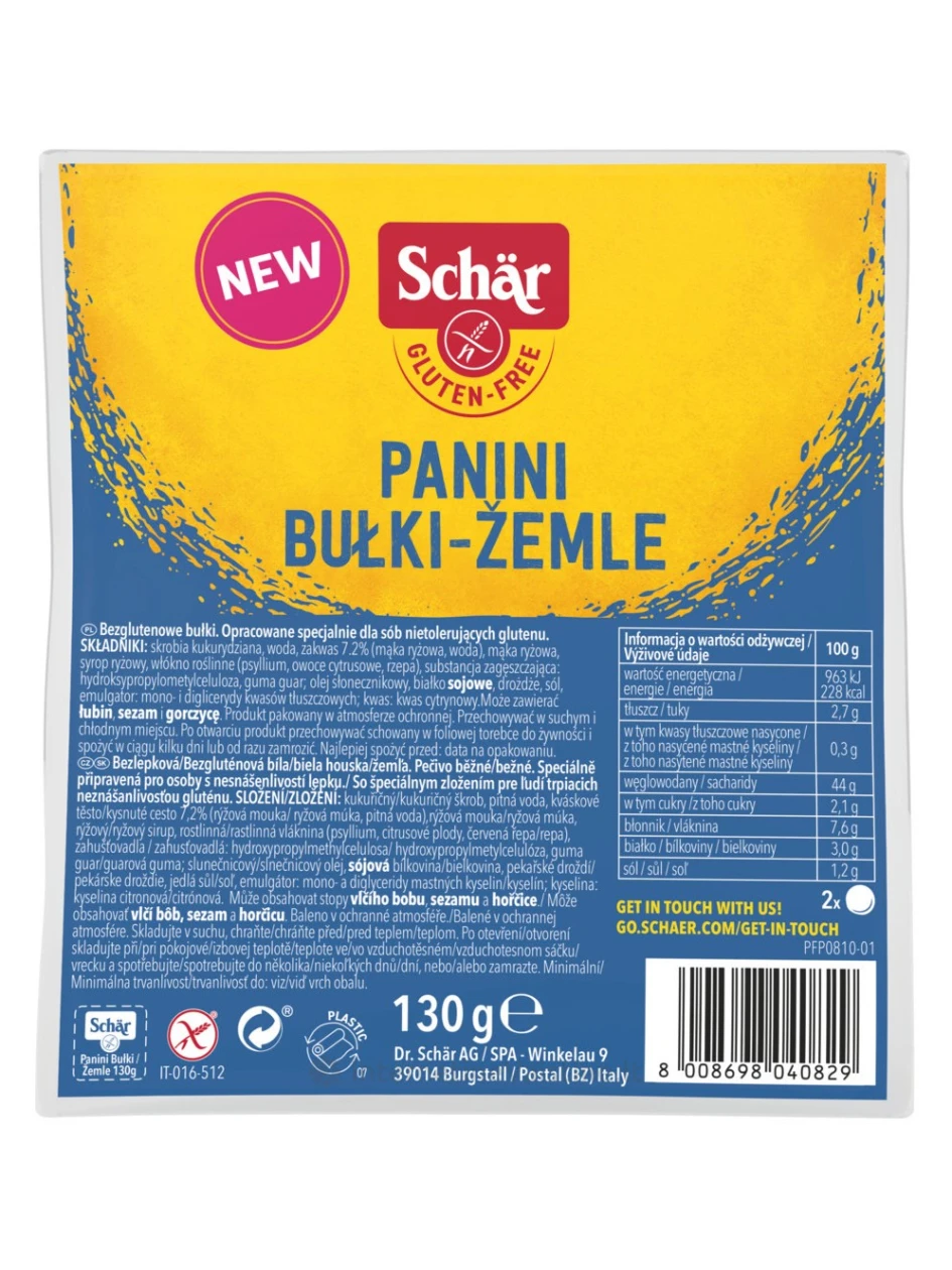 Schär PANINI WHITE – bandelės be glitimo, 130g