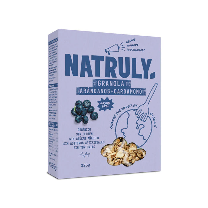Natruly granola be grūdų, mėlynių ir kardamono skonio, be pridėtinio cukraus, be gliuteno, 325 g