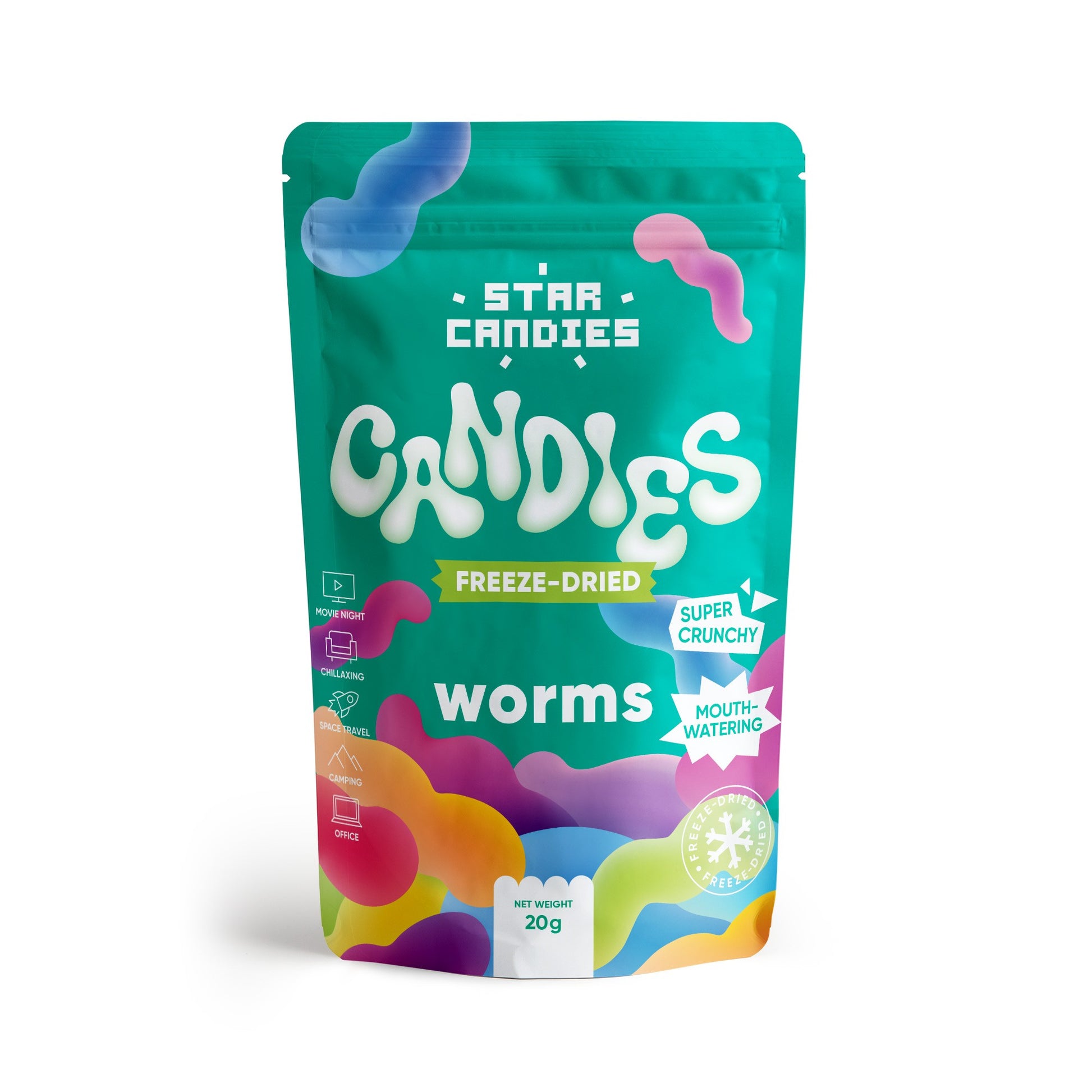 STAR CANDIES džiovinti šaltyje guminukai "Sliekiukai" 20g