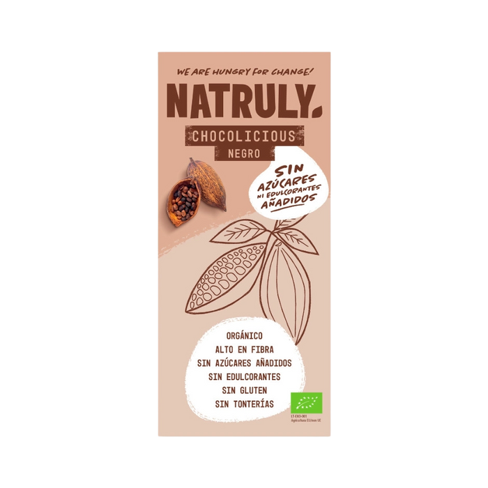 Natruly juodas šokoladas, be pridėtinio cukraus, be gliuteno, 85 g
