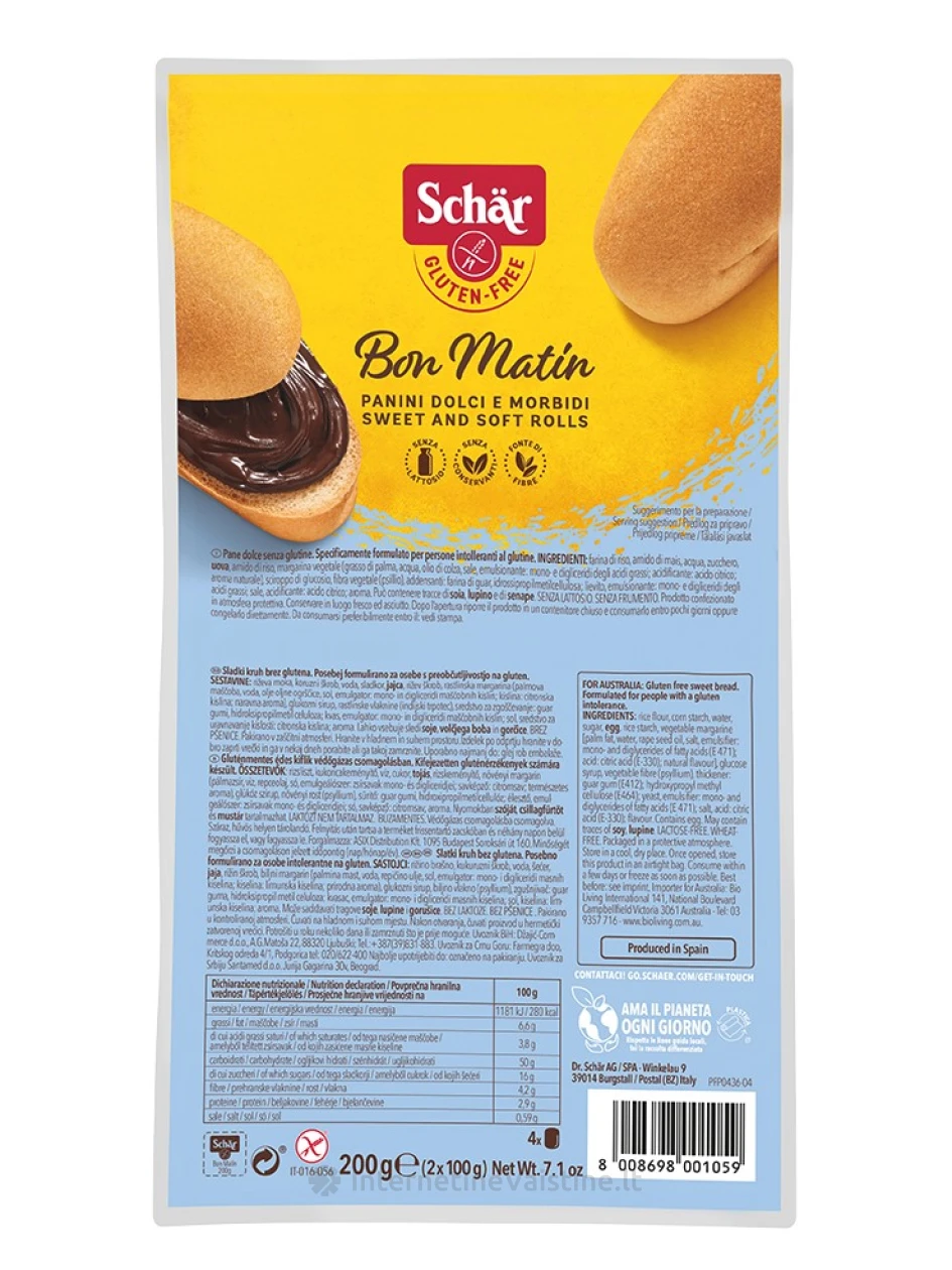 Schär BON MATIN – duonelė be glitimo, 200g