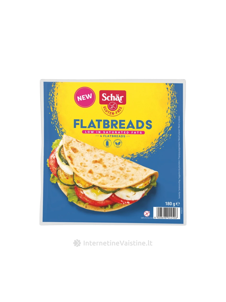 Schär FLATBREADS – plokščia duonelė be glitimo, 180g