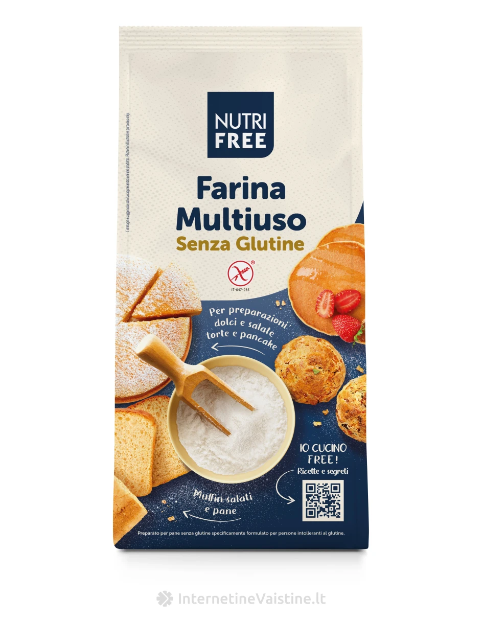 NUTRIFREE FARINA MULTIUSO - universalus miltų mišinys be glitimo, 1kg