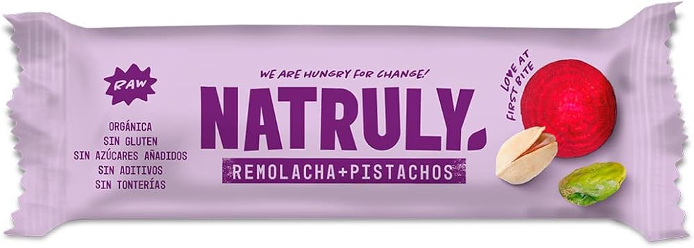 Natruly burokėlių ir pistacijų batonėlis, be pridėtinio cukraus, be gliuteno, 40 g