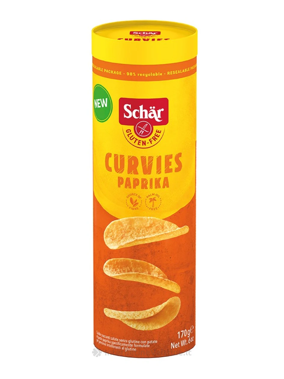 Schär CURVIES PAPRIKA - paprikos skonio bulvių traškučiai be glitimo, 170g