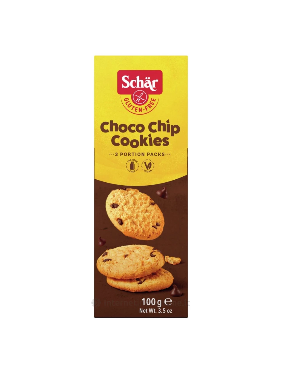 Schär CHOCO CHIP COOKIES - sausainiai su šokolado gabaliukais be glitimo, 100g