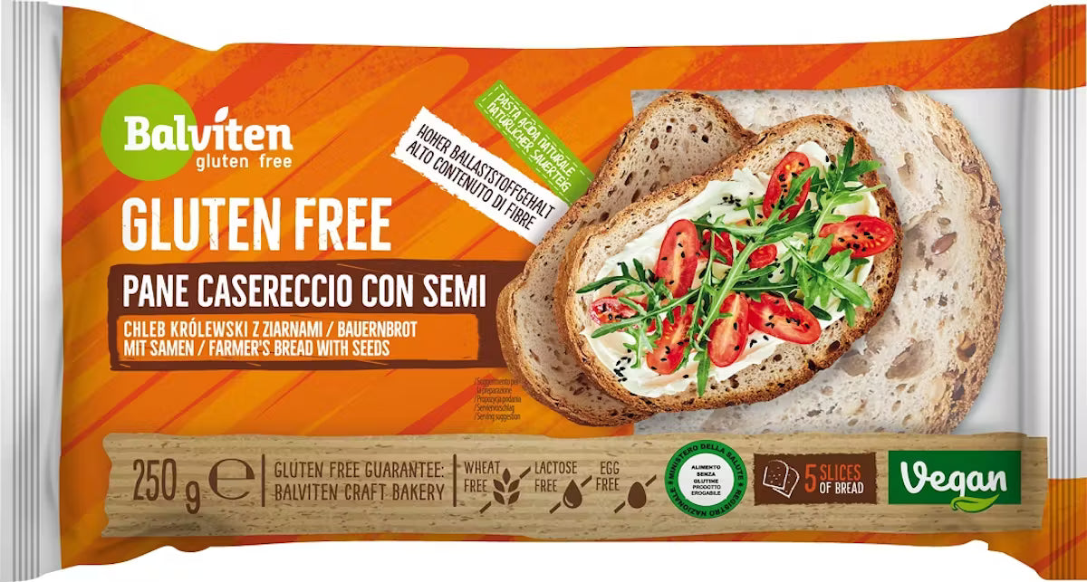 Ūkininko duona BALVITEN GLUTEN FREE, su sėklomis, veganiška, raikyta 250 g