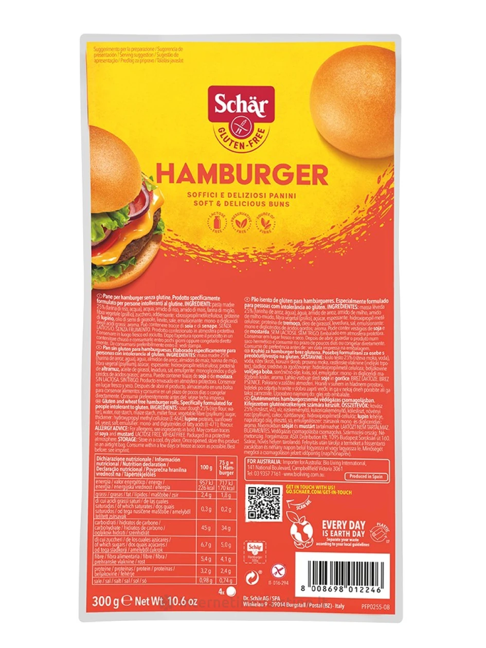 Schär HAMBURGER - bandelės hamburgeriams be glitimo, 300g