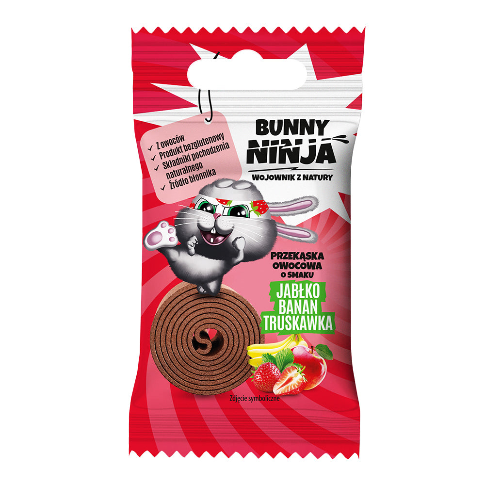 Obuolių, bananų ir braškių juostelė, 15 g