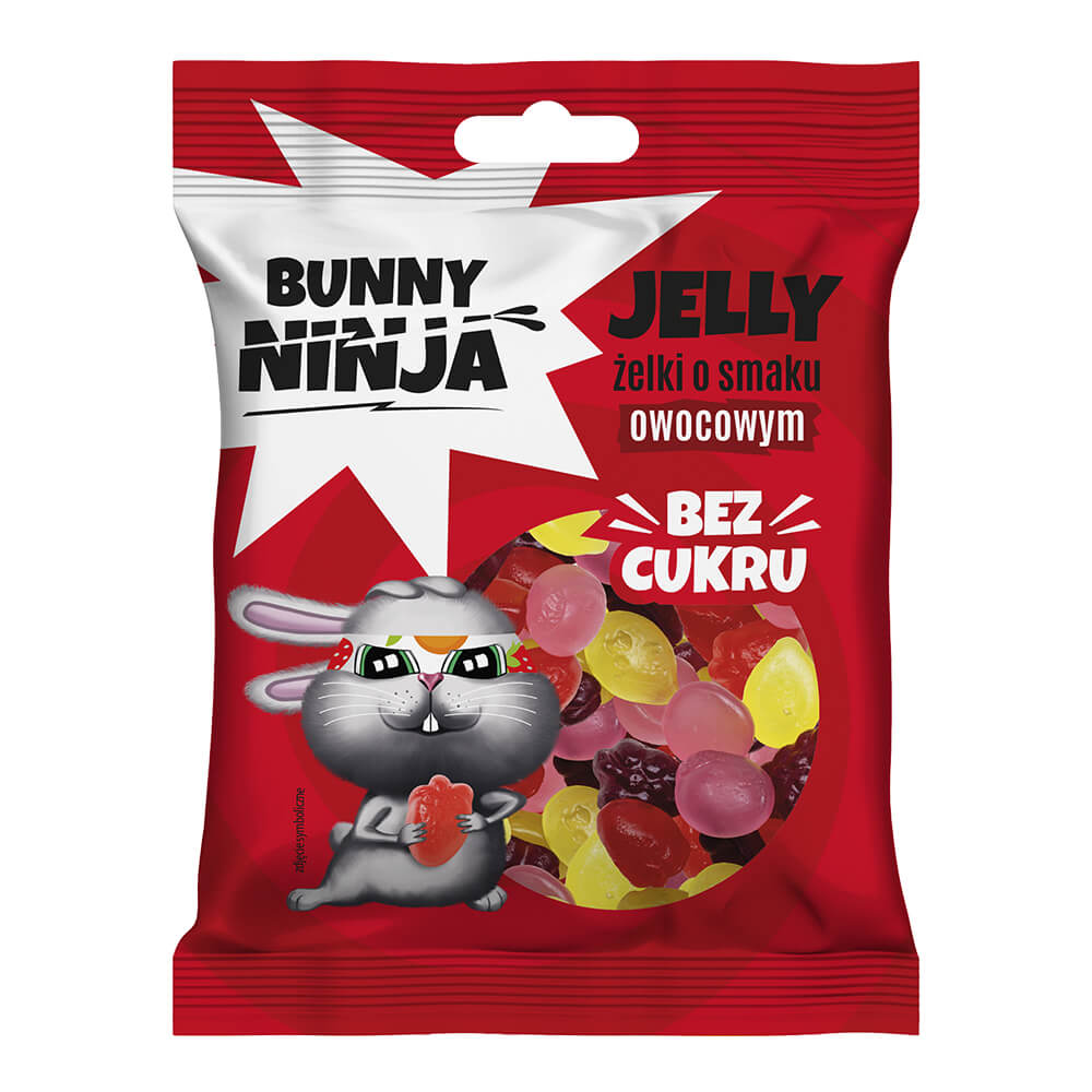 Vaisių formų guminukai Bunny ninja, be cukraus, 75 g