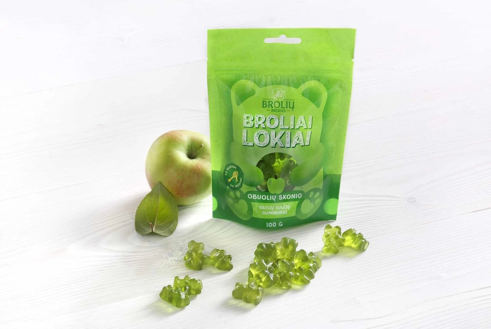 Obuolių skonio guminukai „Broliai lokiai“ 100g
