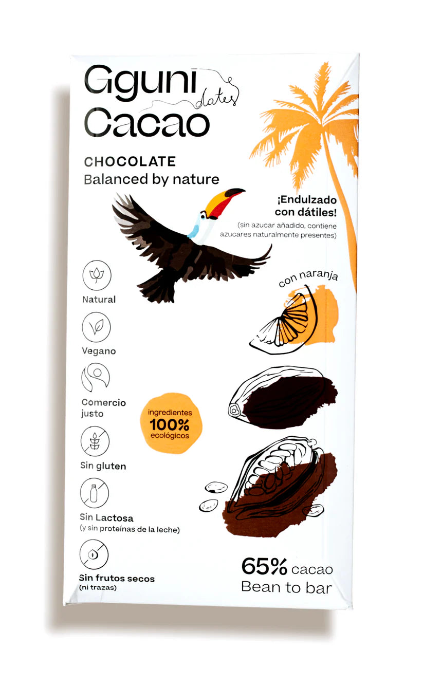 GGUNI DATES CACAO 65% Šokoladas su Apelsino žievele