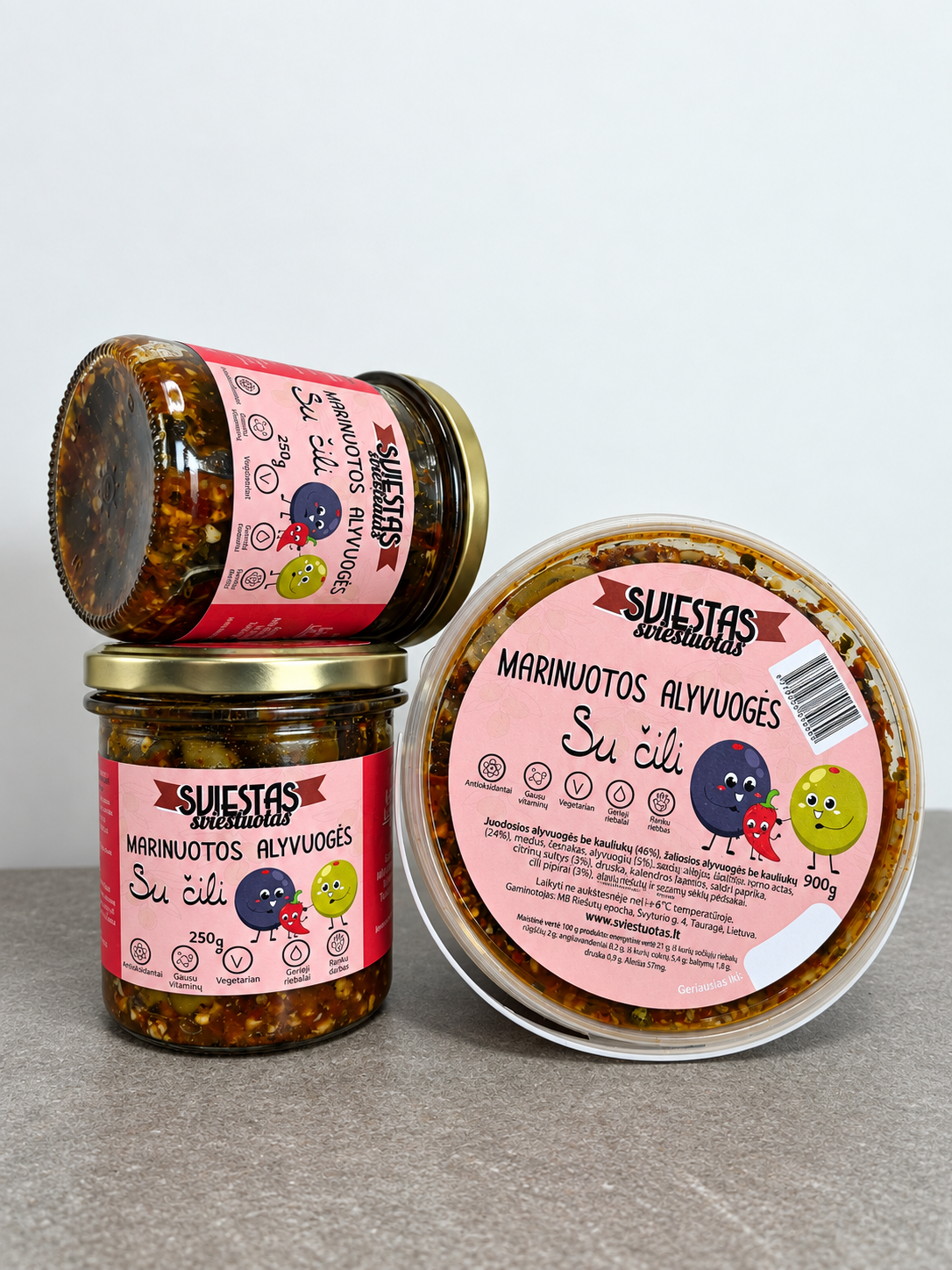 Marinuotos alyvuogės su čili 250 g – grupinė nuotrauka