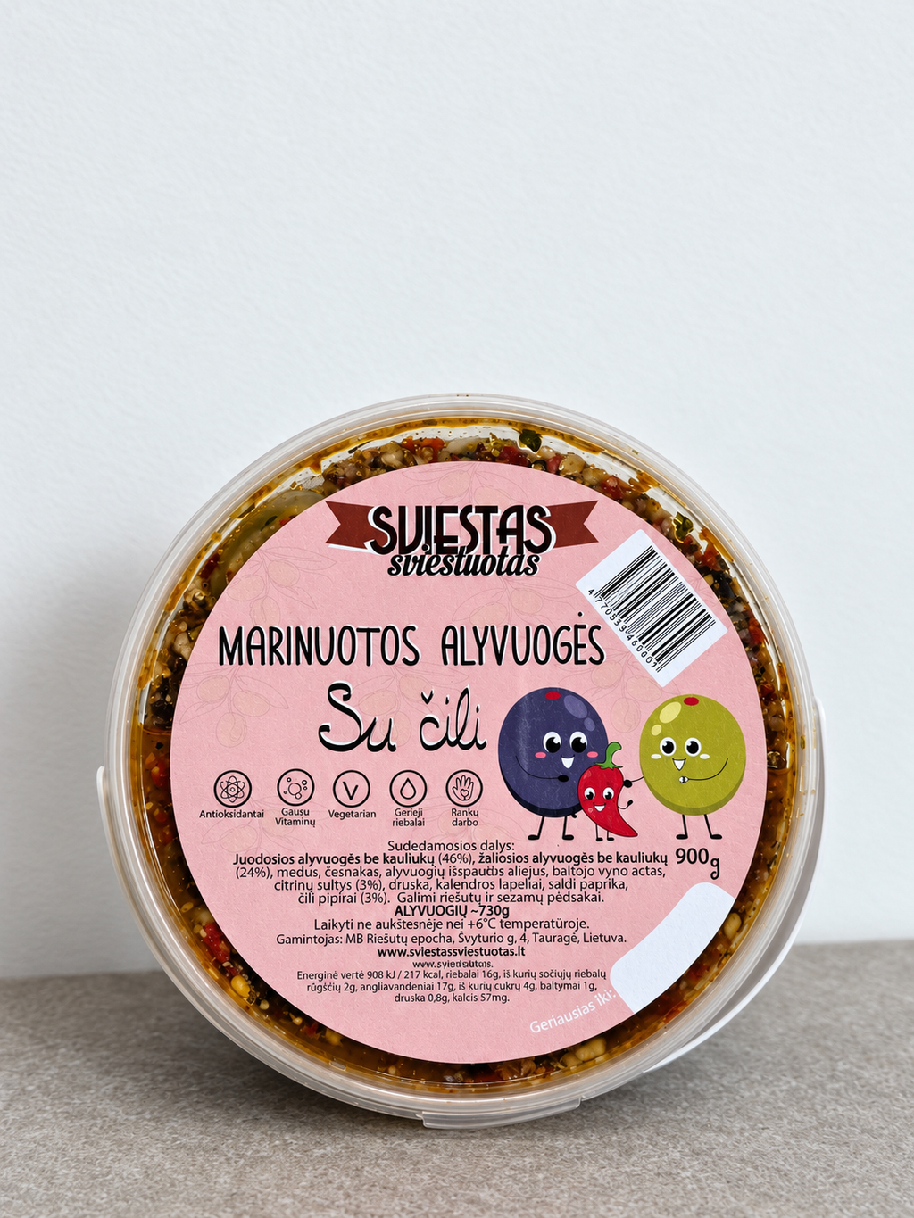 Marinuotos alyvuogės su čili 250 g – stiklainio / produkto nuotrauka