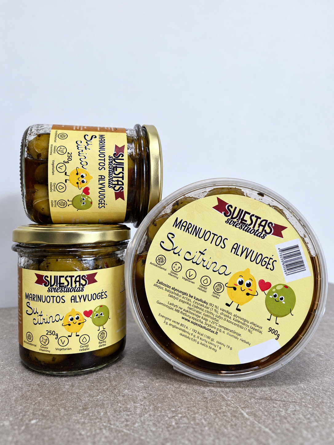 Marinuotos alyvuogės su citrina 250 g – grupinė nuotrauka