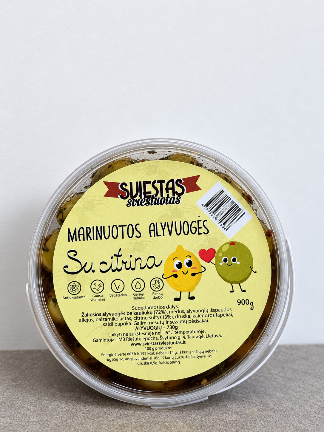 Marinuotos alyvuogės su citrina 250 g – stiklainio / produkto nuotrauka