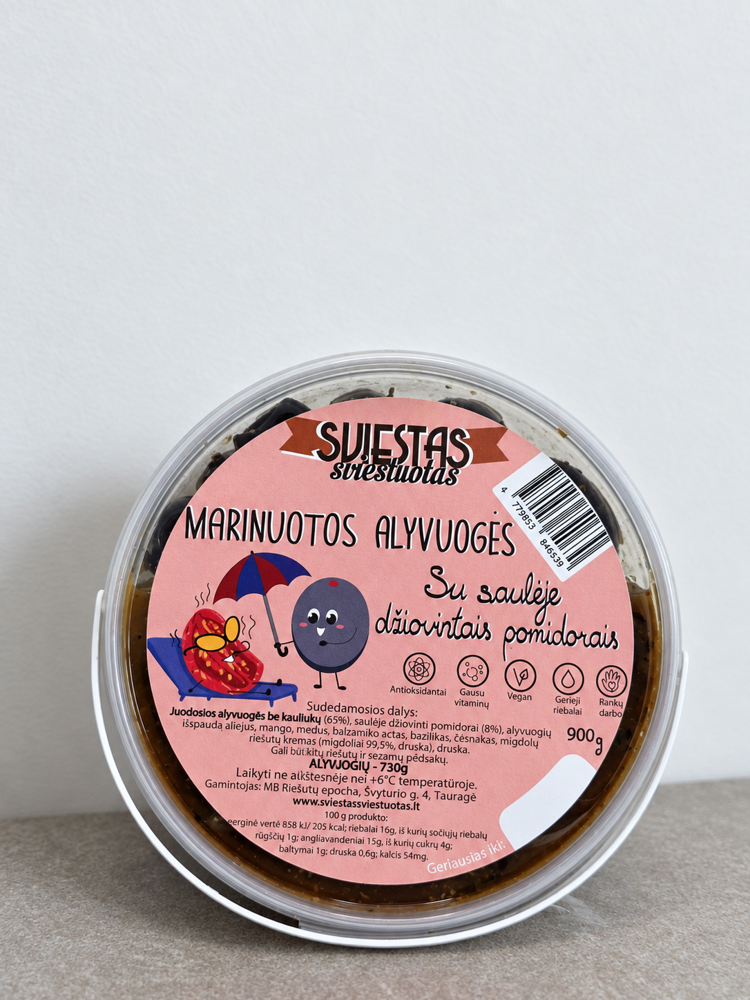 Marinuotos alyvuogės su saulėje džiovintais pomidorais 250 g – 250 g pakuotė