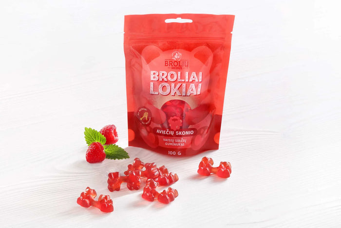 BROLIAI LOKIAI, aviečių skonio guminukai / BROLIŲ MEDUS