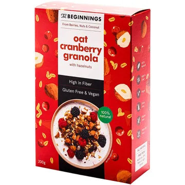 The Beginnings  avižinė granola su spanguolėmis ir lazdynų riešutais 200g