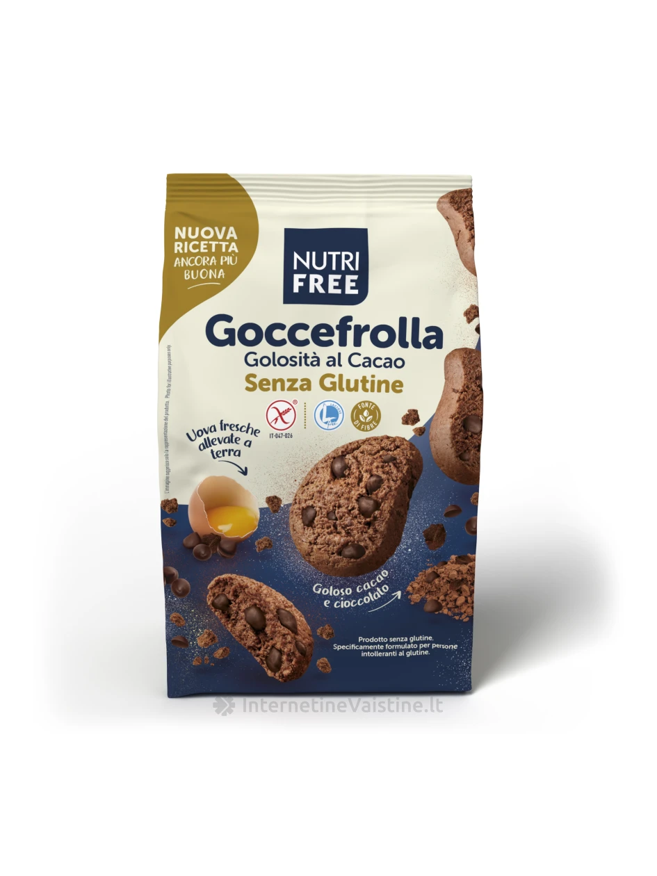 NUTRIFREE GOCCEFROLLA - šokoladiniai sausainiai be glitimo, 240g