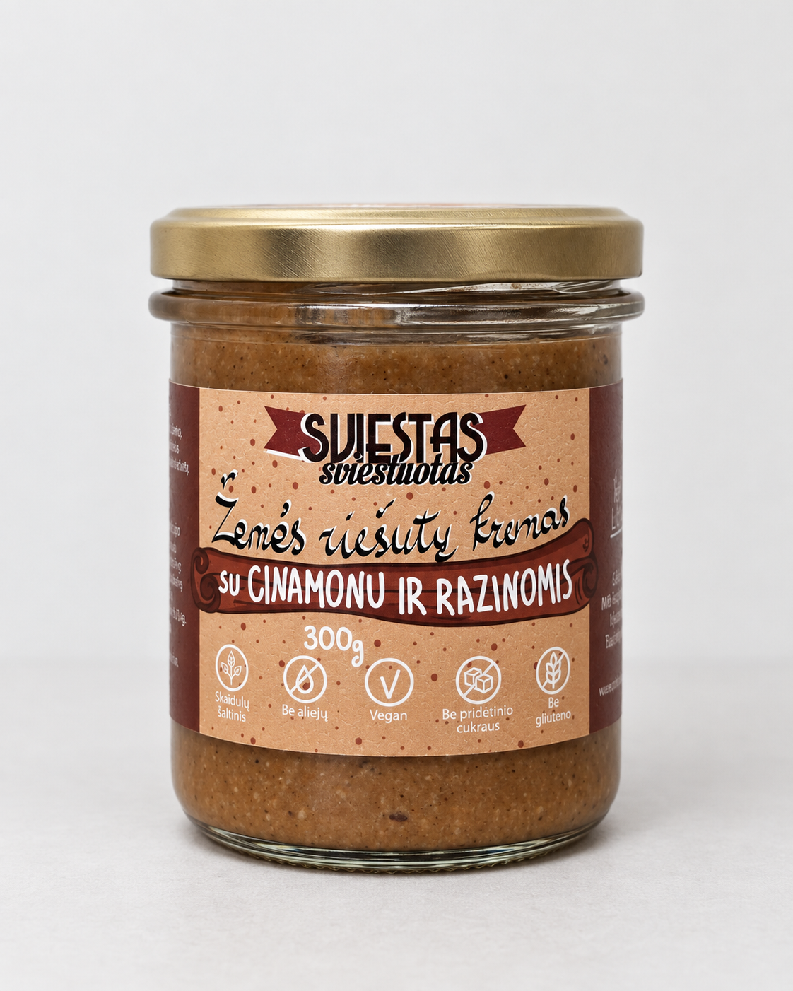 Žemės riešutų kremas su cinamonu ir razinomis – 300 g