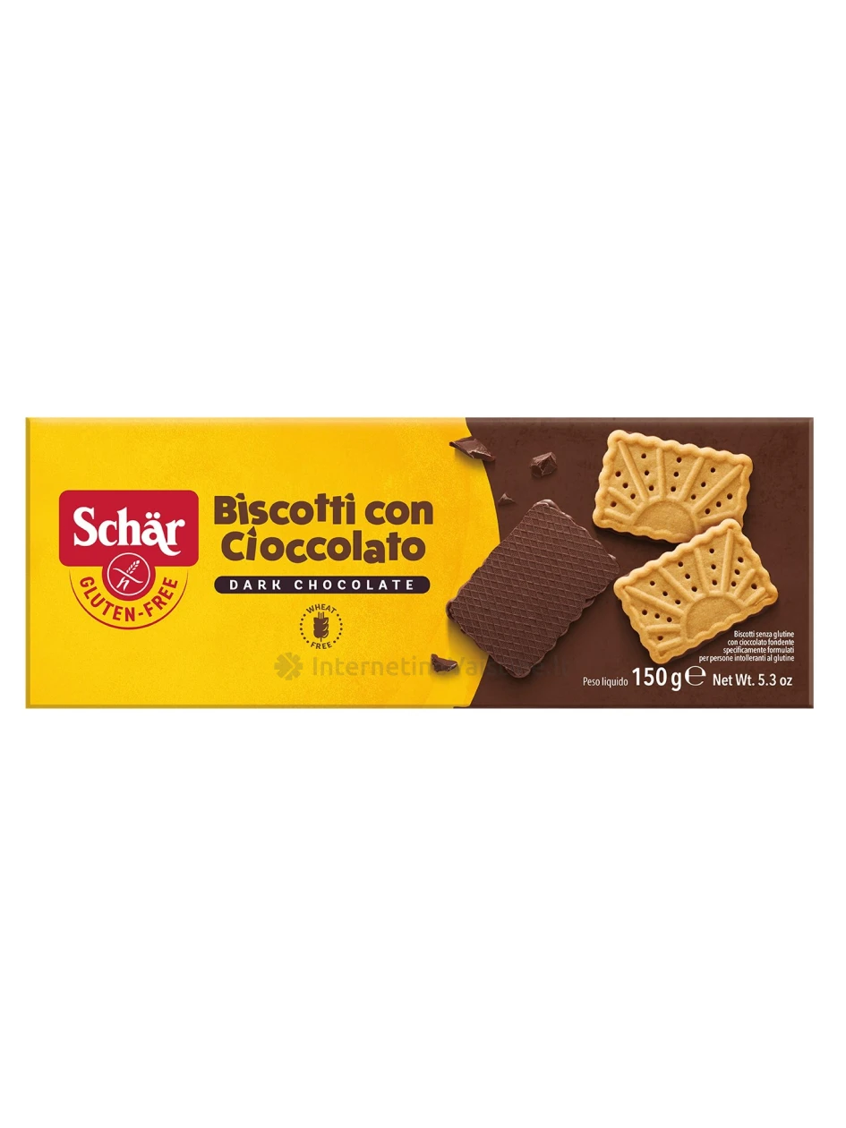 Schär BISCOTTI CON CIOCCOLATO - sausainiai su šokoladu be glitimo, 150g