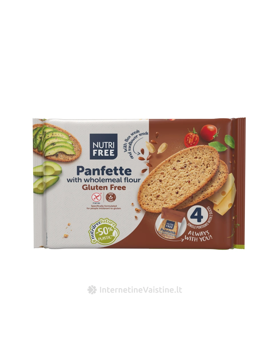NUTRIFREE PANFETTE - duona su viso grūdo miltais be glitimo, 340g