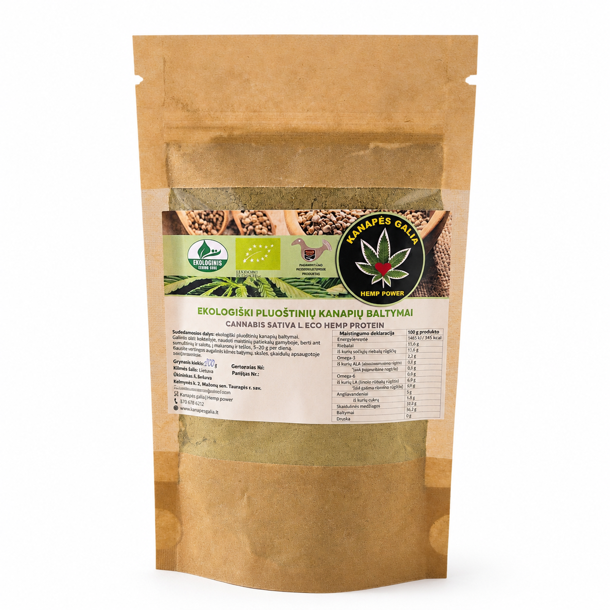 Ekologiški kanapių baltymai, 100 g