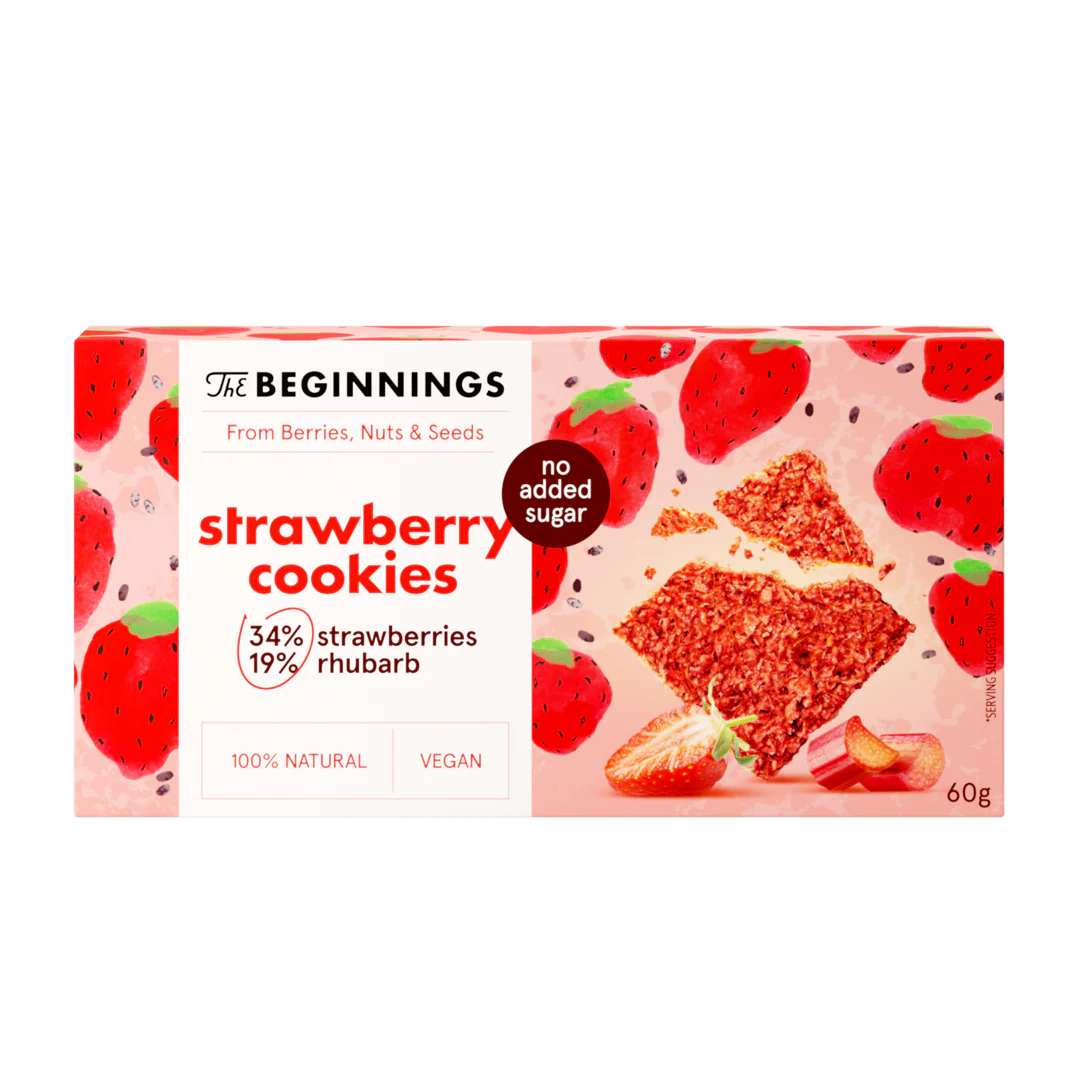 The Beginnings,  braškių chia sėklų sausainiai 70g