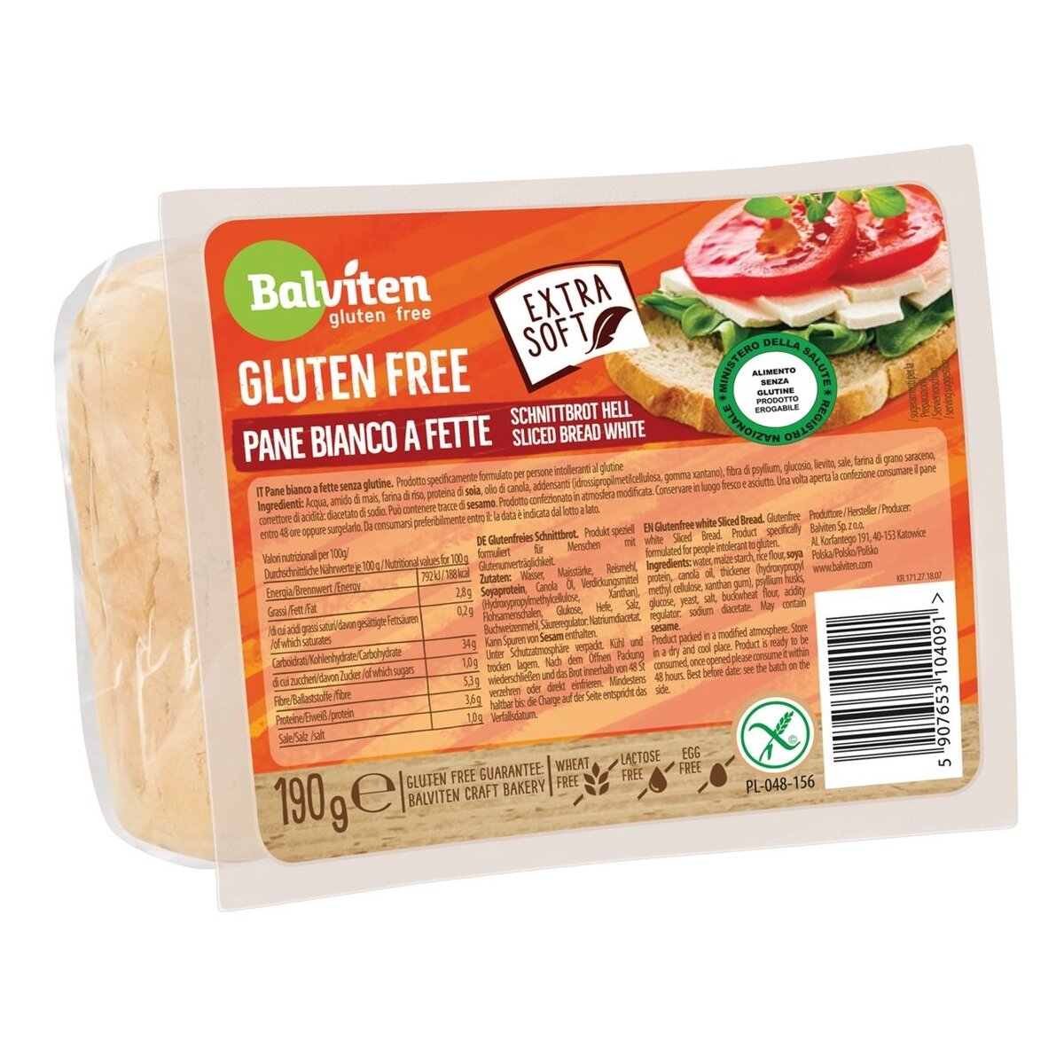 Balta pusryčių duona BALVITEN GLUTEN FREE, 190 g