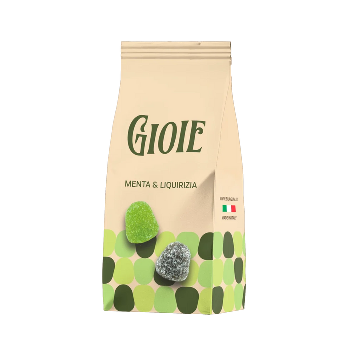 MENTA E LIQUIRIZIA, mėtų ir saldymedžio skonio guminukai, 200 g / SILA GUM