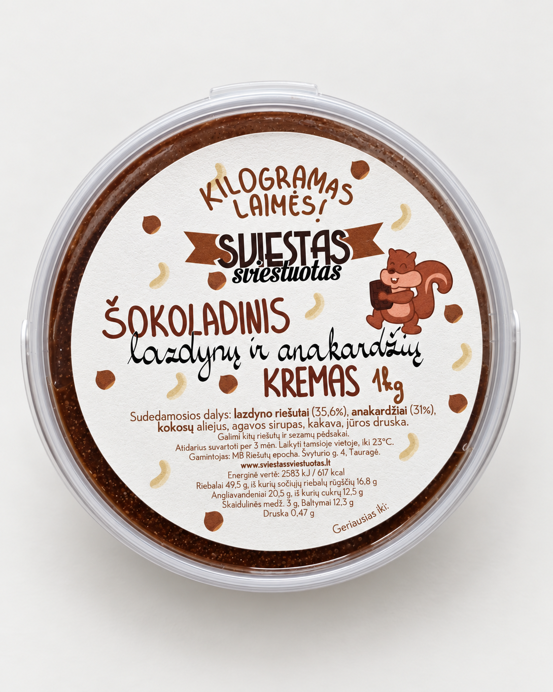 Šokoladinis lazdyno ir anakardžių riešutų kremas – 1 kg