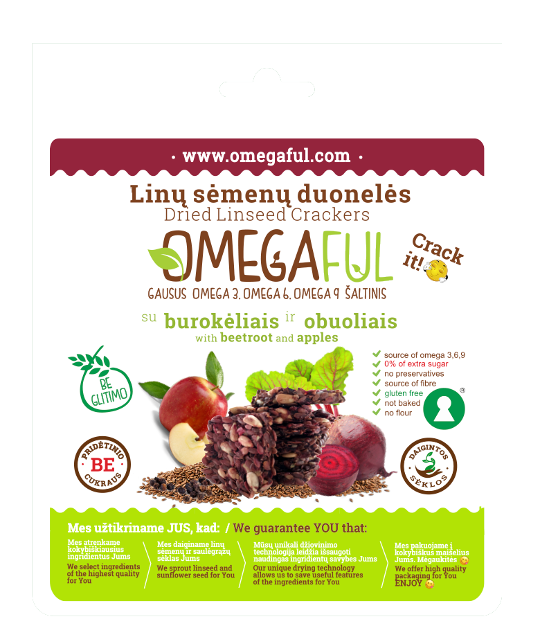 Omegafull duonelės su burokėliais ir obuoliais be glitimo 80g