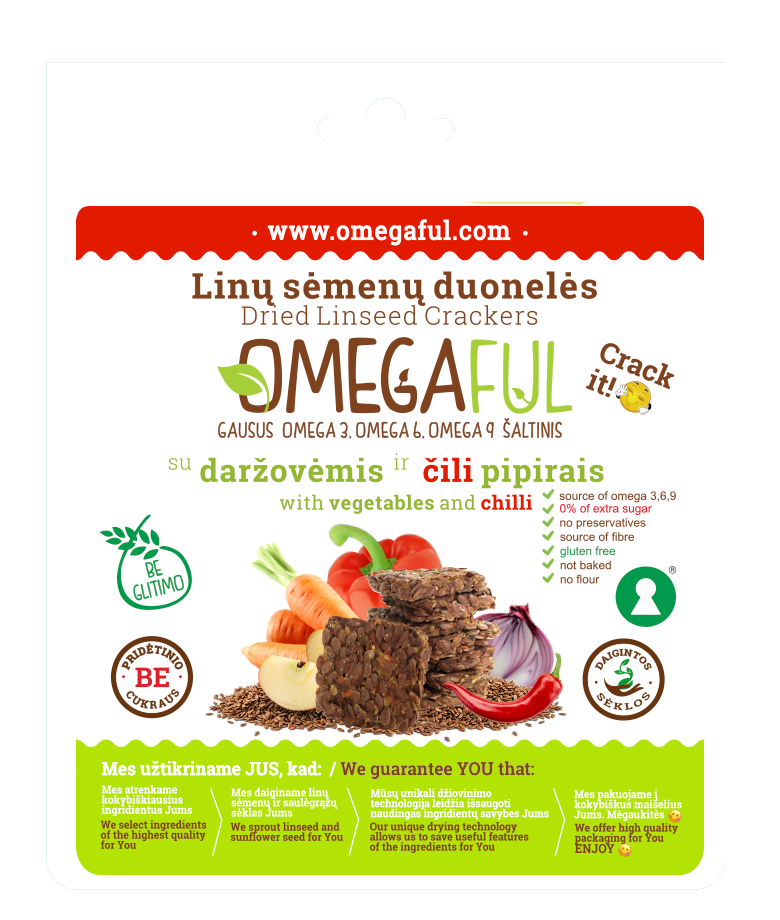 Omegafull duonelės su daržovėmis ir čili, be glitimo 80g