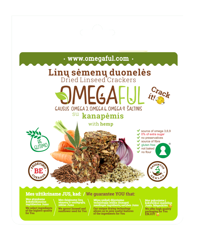Omegafull duonelės su kanapėmis, be glitimo 80g