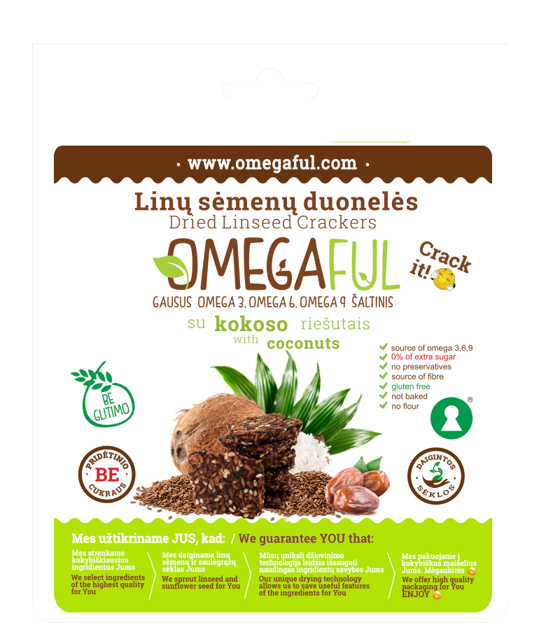 Omegafull duonelės su kokoso riešutais, be glitimo 80g