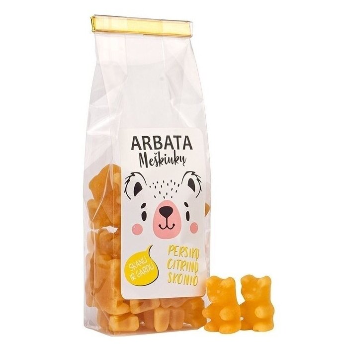 TIRPI ARBATA MEŠKIUKAI, persikų ir citrinų skonio 125g.