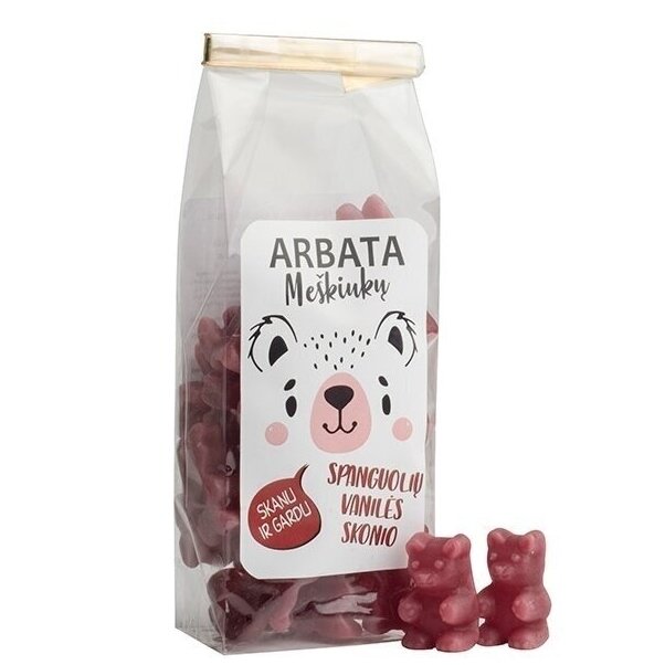 TIRPI ARBATA MEŠKIUKAI, spanguolių ir vanilės skonio 125g.